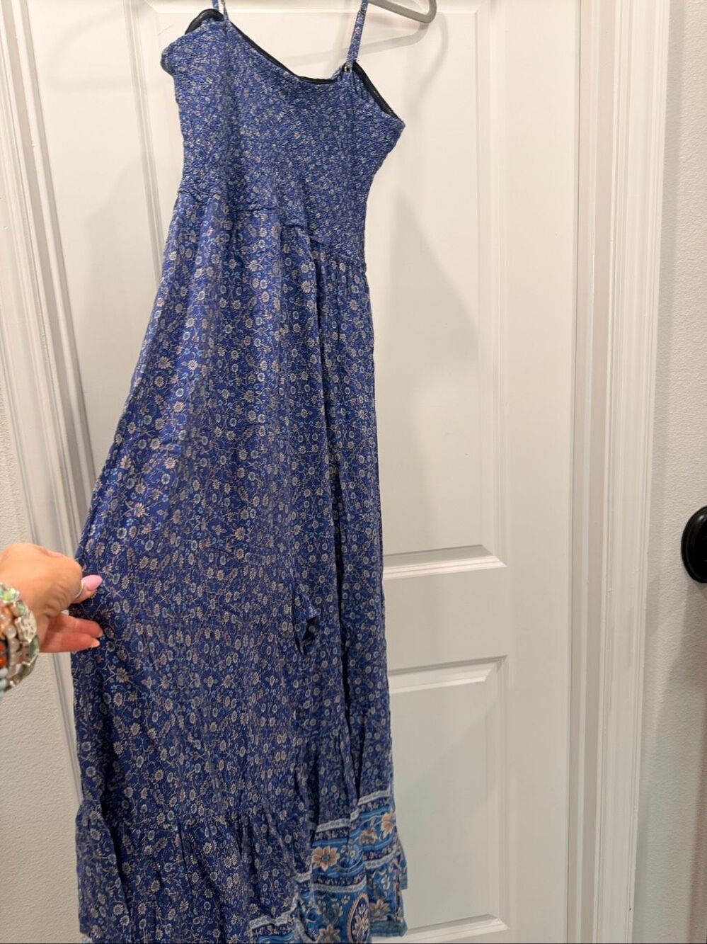 Natural Life Blue Boho Floral Paisley Wide Leg V-Neck Jumpsuit Size XL - Picture 5 of 8